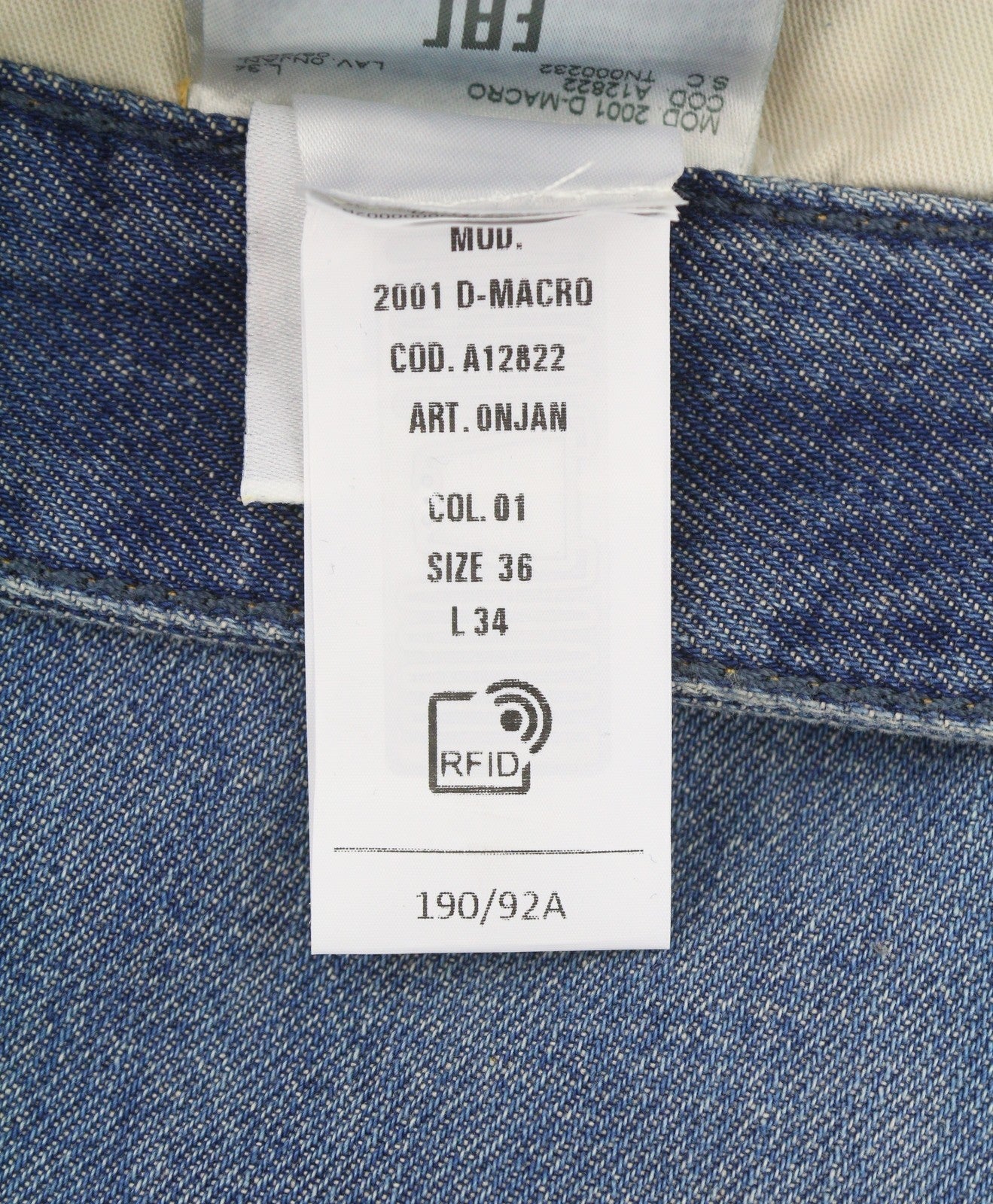 Diesel 2001 D-macro 0njan Hommes Jeansbleu Coupe Ample Jambe Droite Rrp175