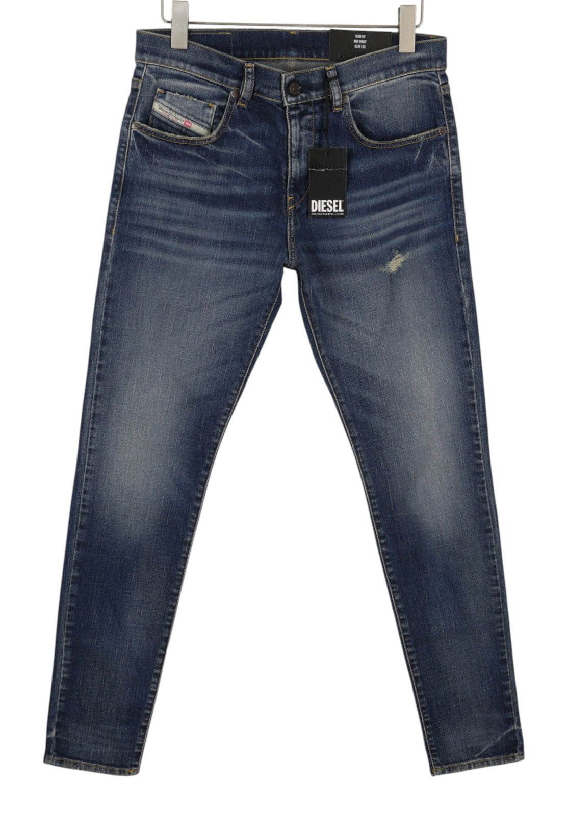 Diesel 2019 D-strukt R8i0c Men JeansBlue Faded Distress Slim Rrp250