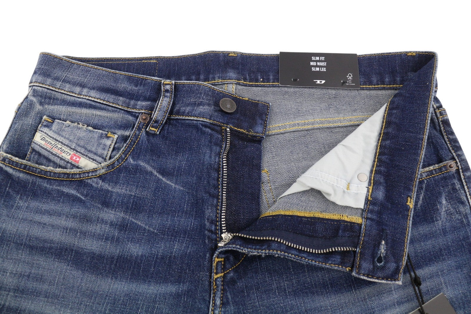Diesel 2019 D-strukt R8i0c Men JeansBlue Faded Distress Slim Rrp250