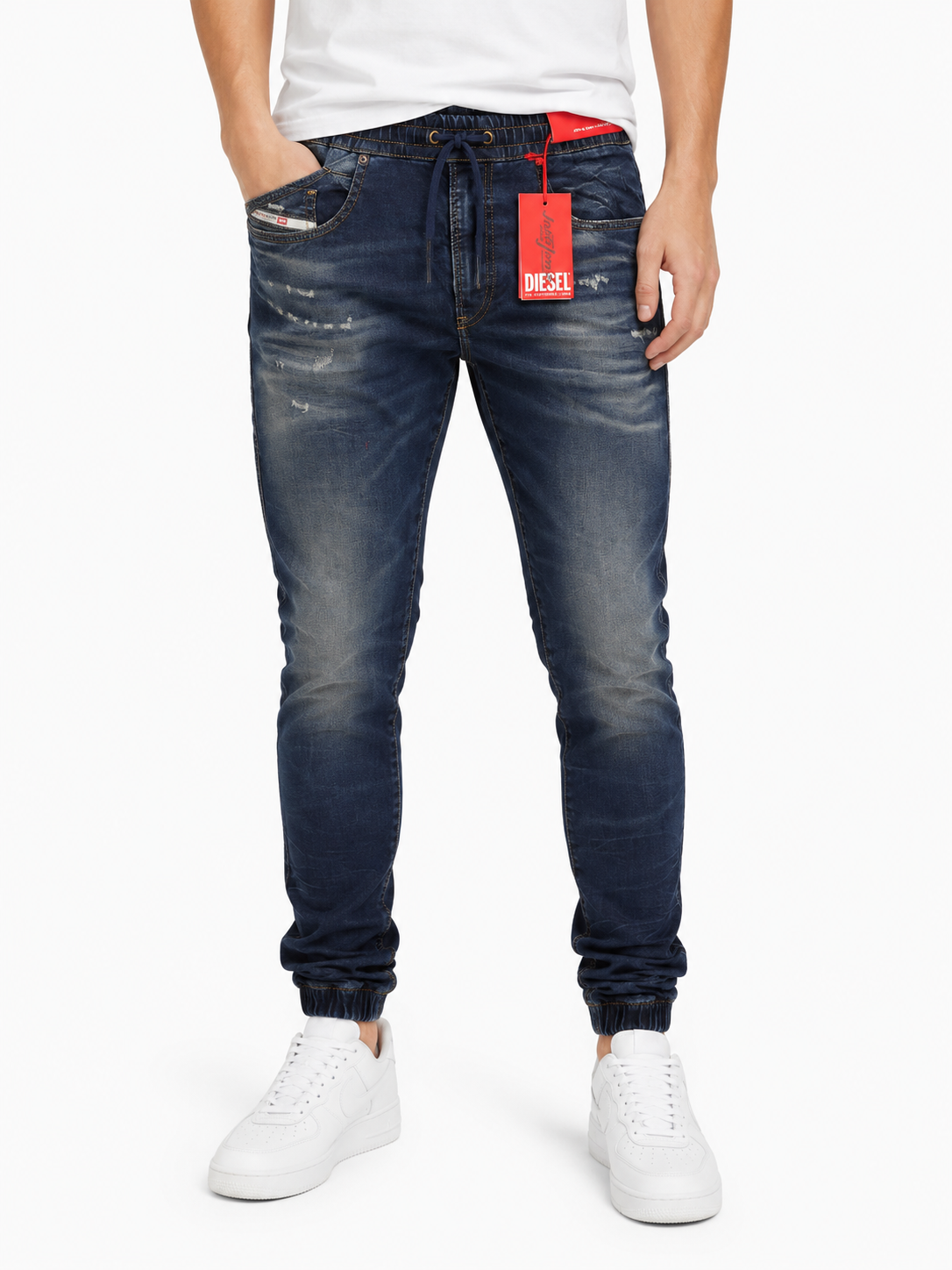 Diesel 2060 D-strukt Jogg 068jd Men JeansBlue Faded Distress Rrp295