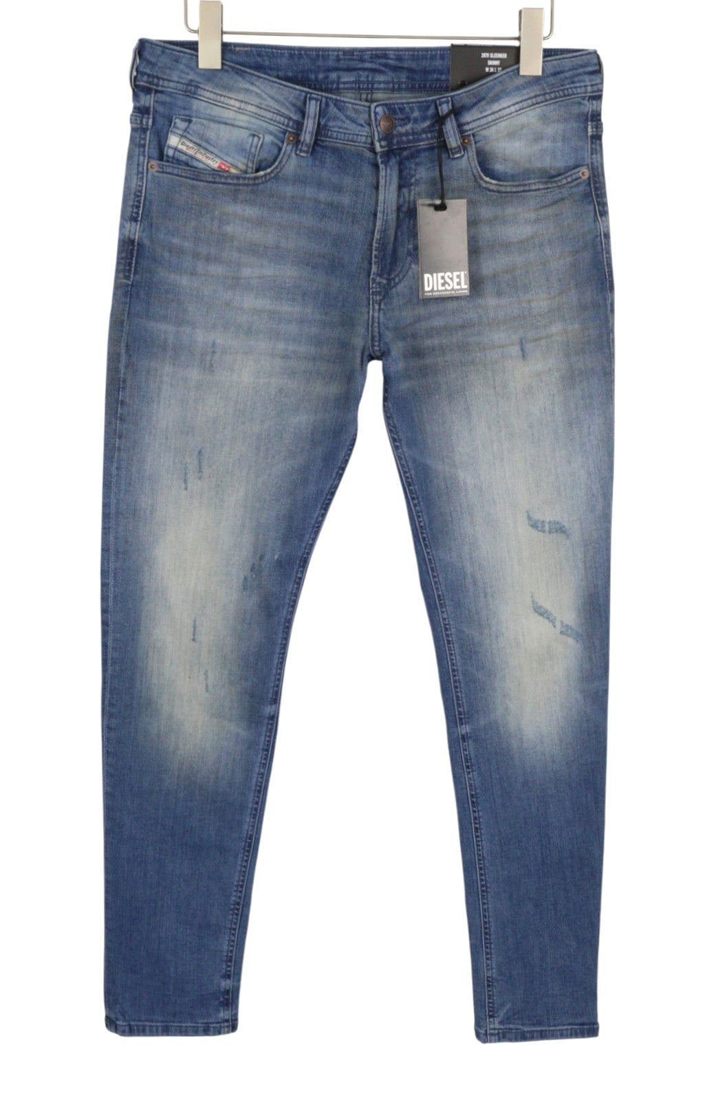 Diesel 1979 Sleenker Rbg04 Muži Jeansblue Distress Faded Skinny Rrp195