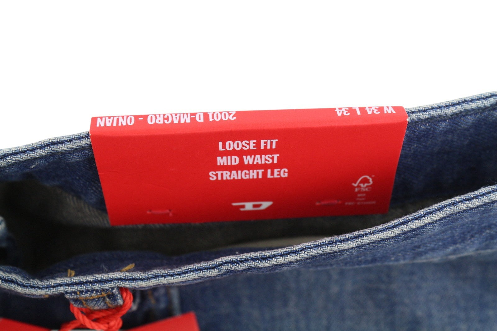Diesel 2001 D-macro 0njan Herre Jeansblå Loose Fit Lige ben Rrp175