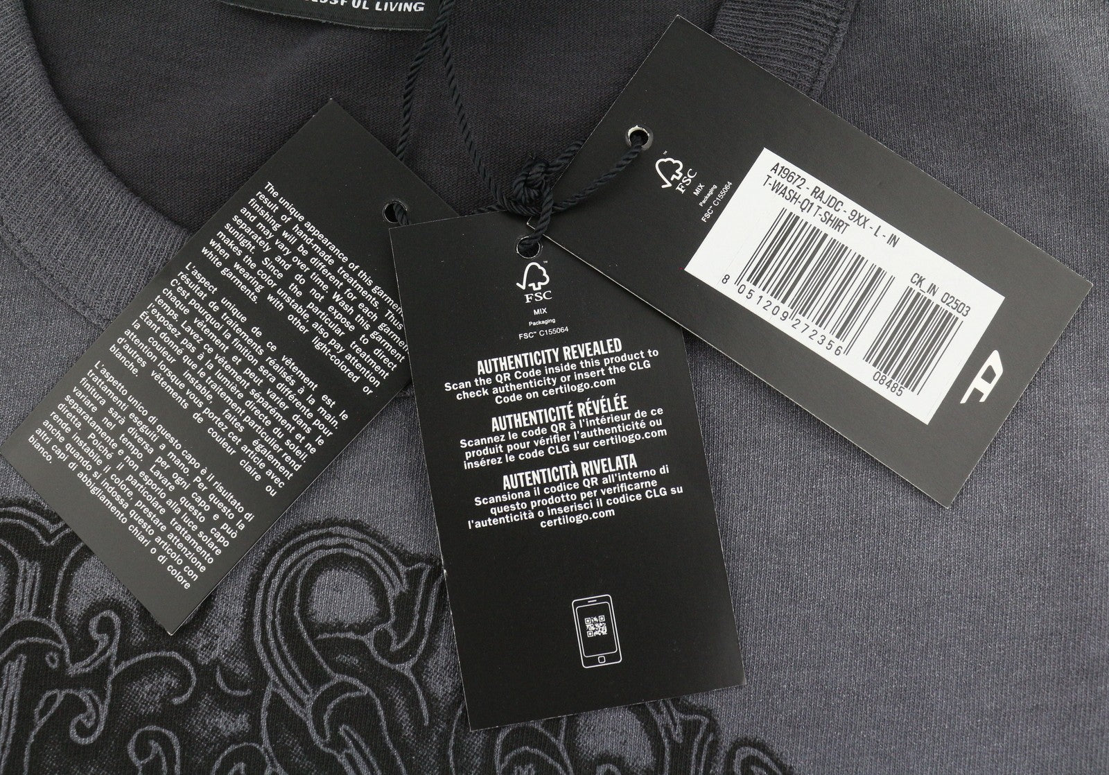 Diesel T-wash-q1 Herre T-shirt, grå falmet mønstret oversized kortærmet