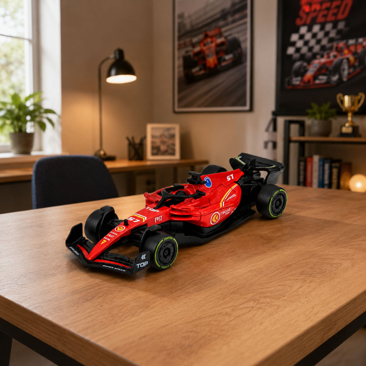 Metal Formula Racer Car Pull Back Drive Red 1:43