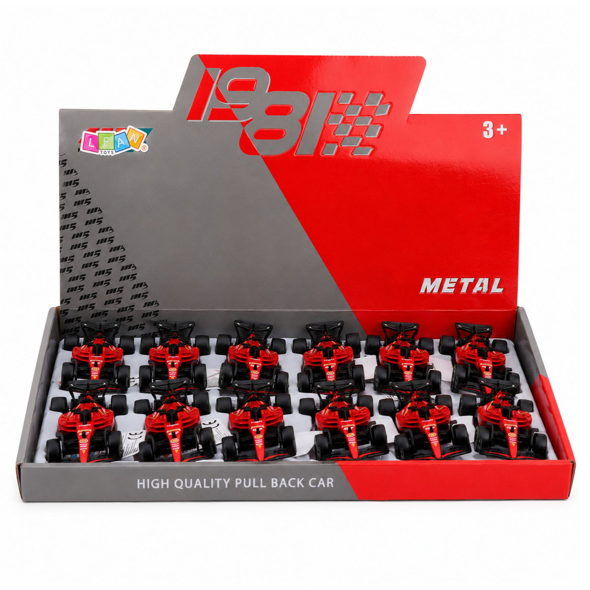 Metal Formula Racer Car Pull Back Drive Red 1:43