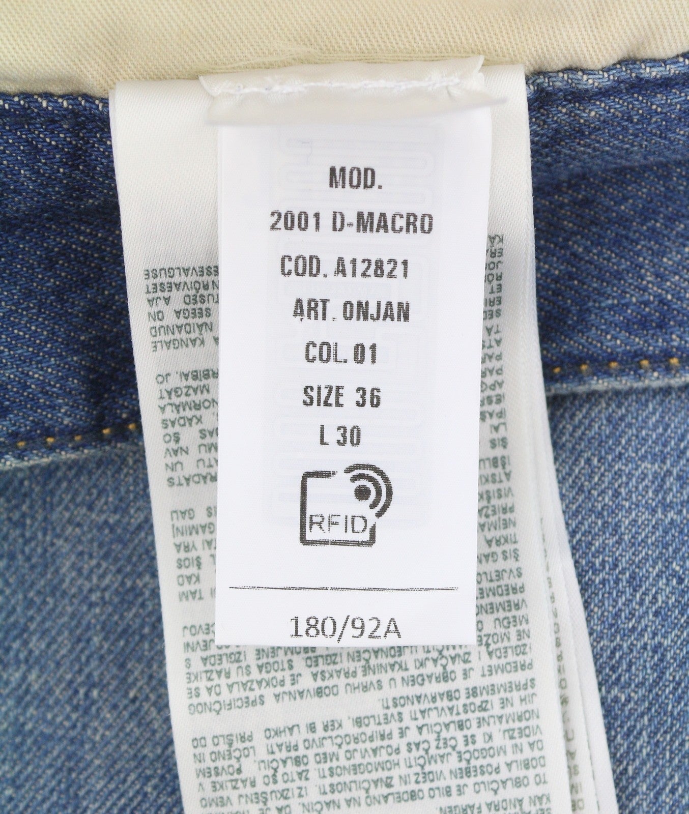 Diesel 2001 D-macro 0njan Hommes Jeansbleu Coupe Ample Jambe Droite Rrp175