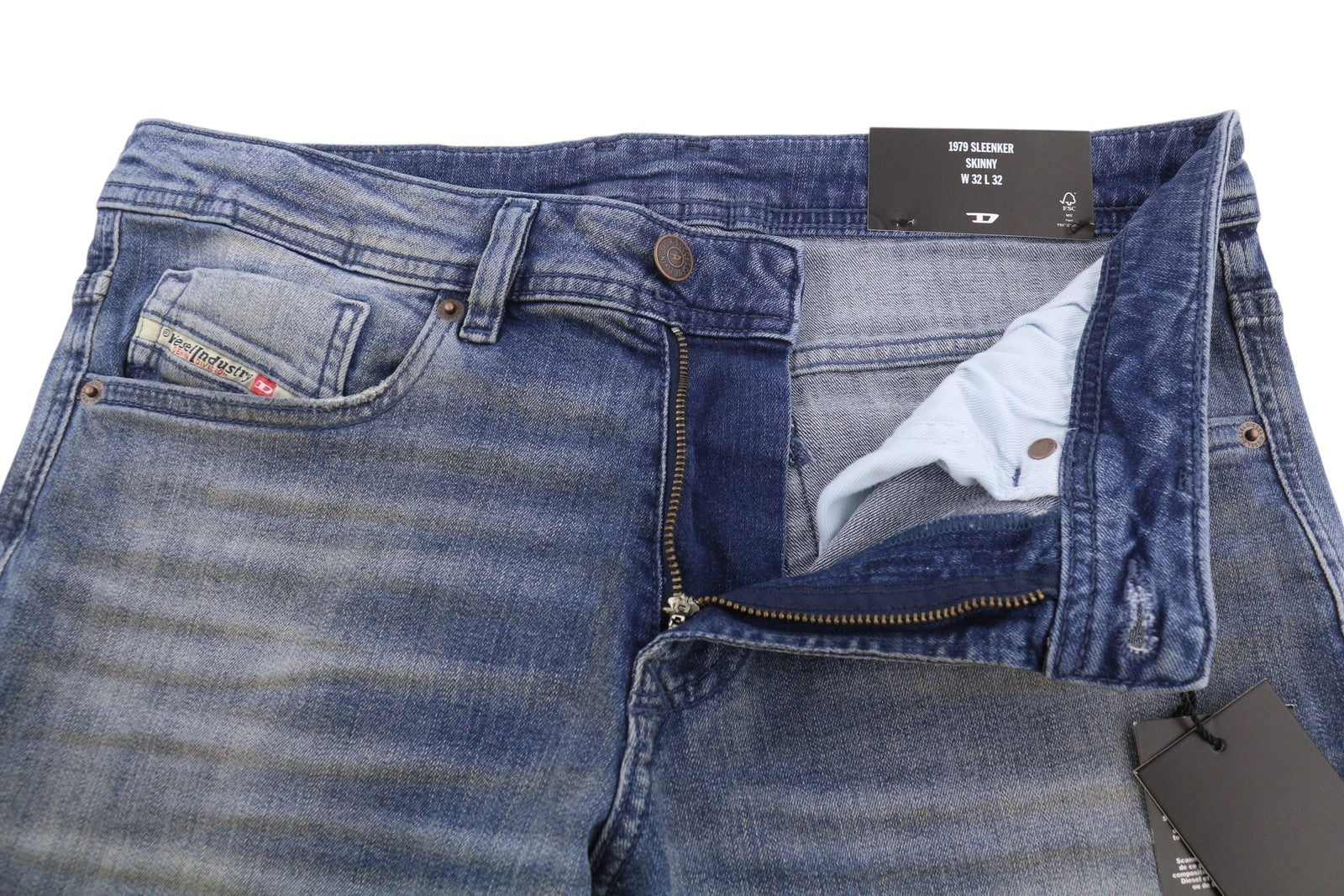 Diesel 1979 Sleenker Rbg04 Muži Jeansblue Distress Faded Skinny Rrp195