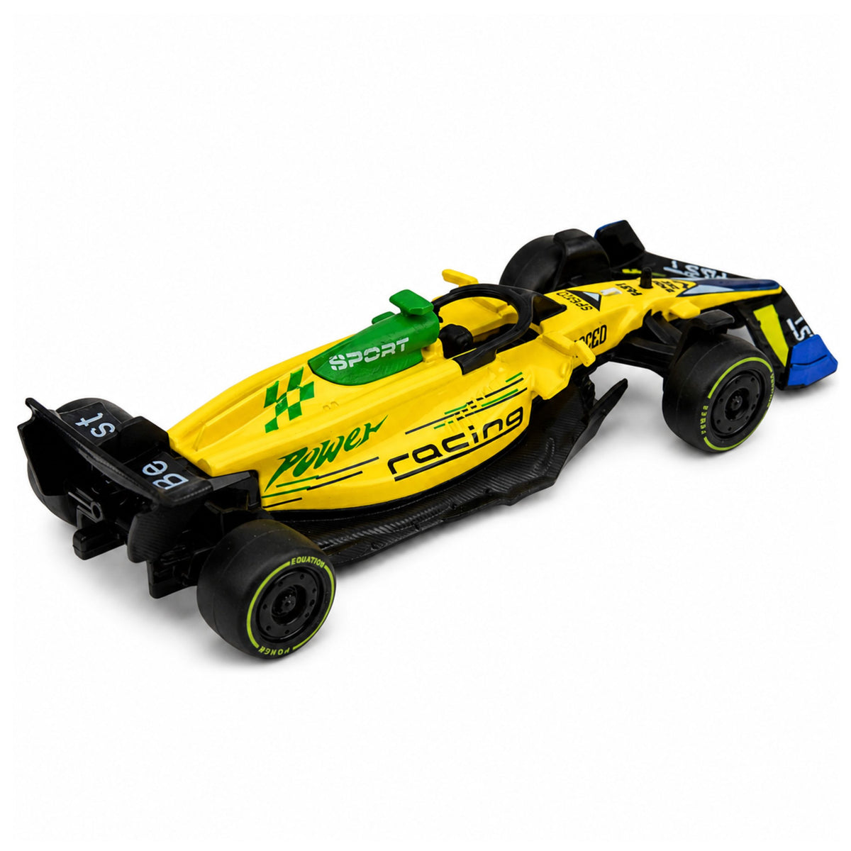 Metalowy samochód wyścigowy z napędem pull back żółty 1:43