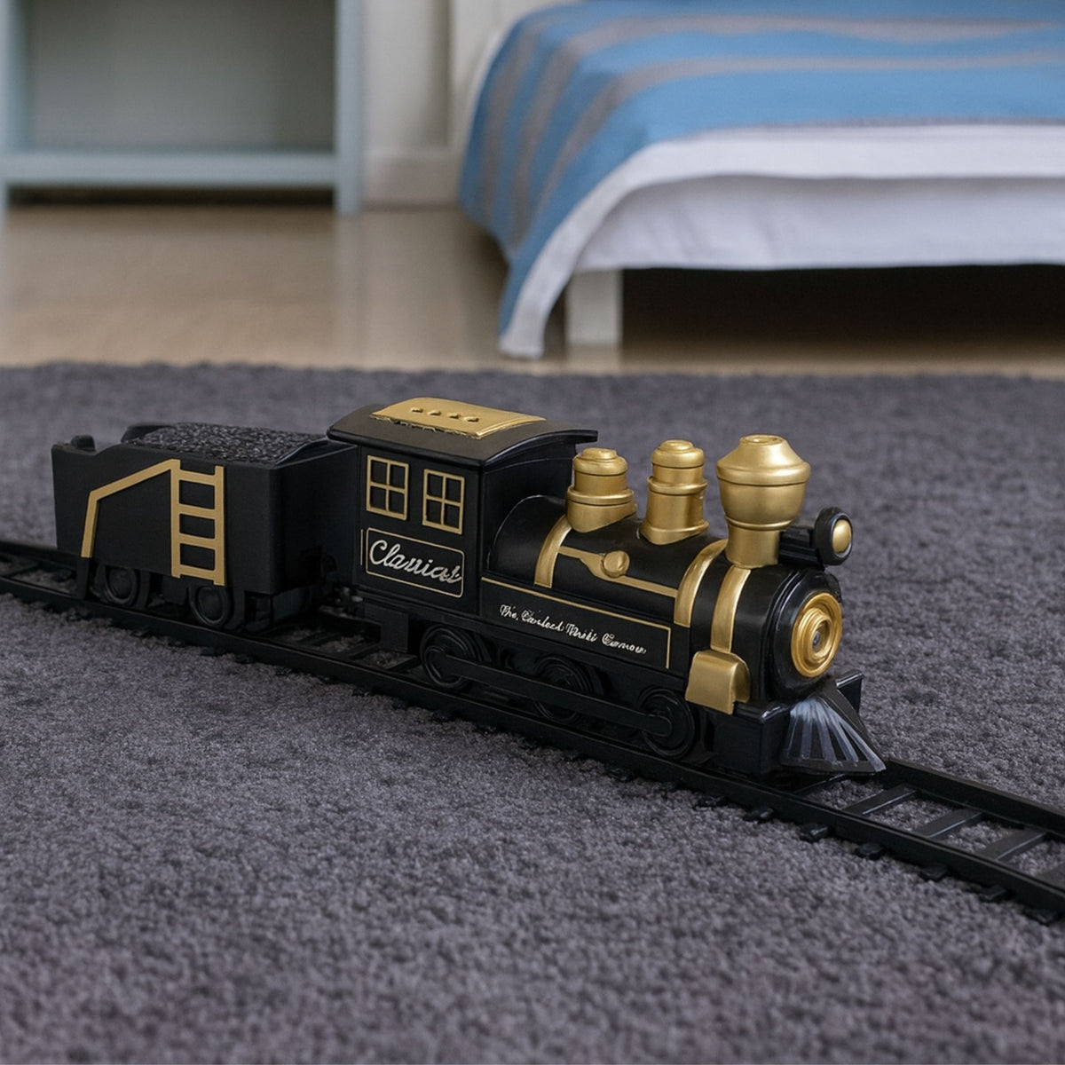 Locomotora De Tren Clásica Vías De Vagón De Mercancías 53 X 48,5 Cm