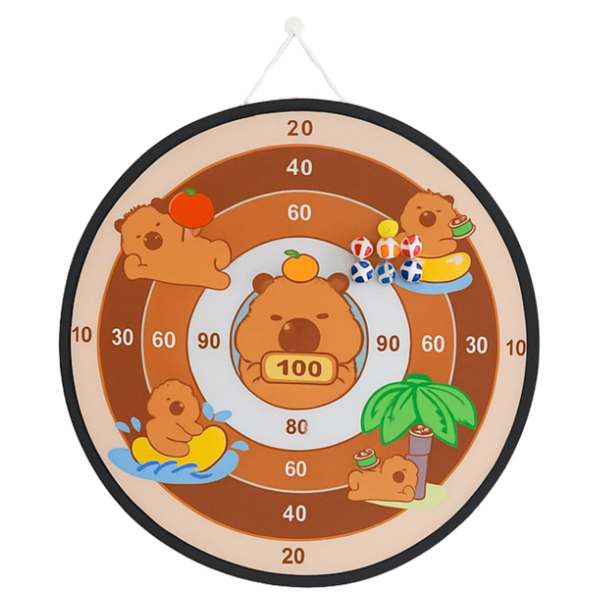 Capybara Dartboard Skill Game Velcro Balls Guns 73.5 Cm