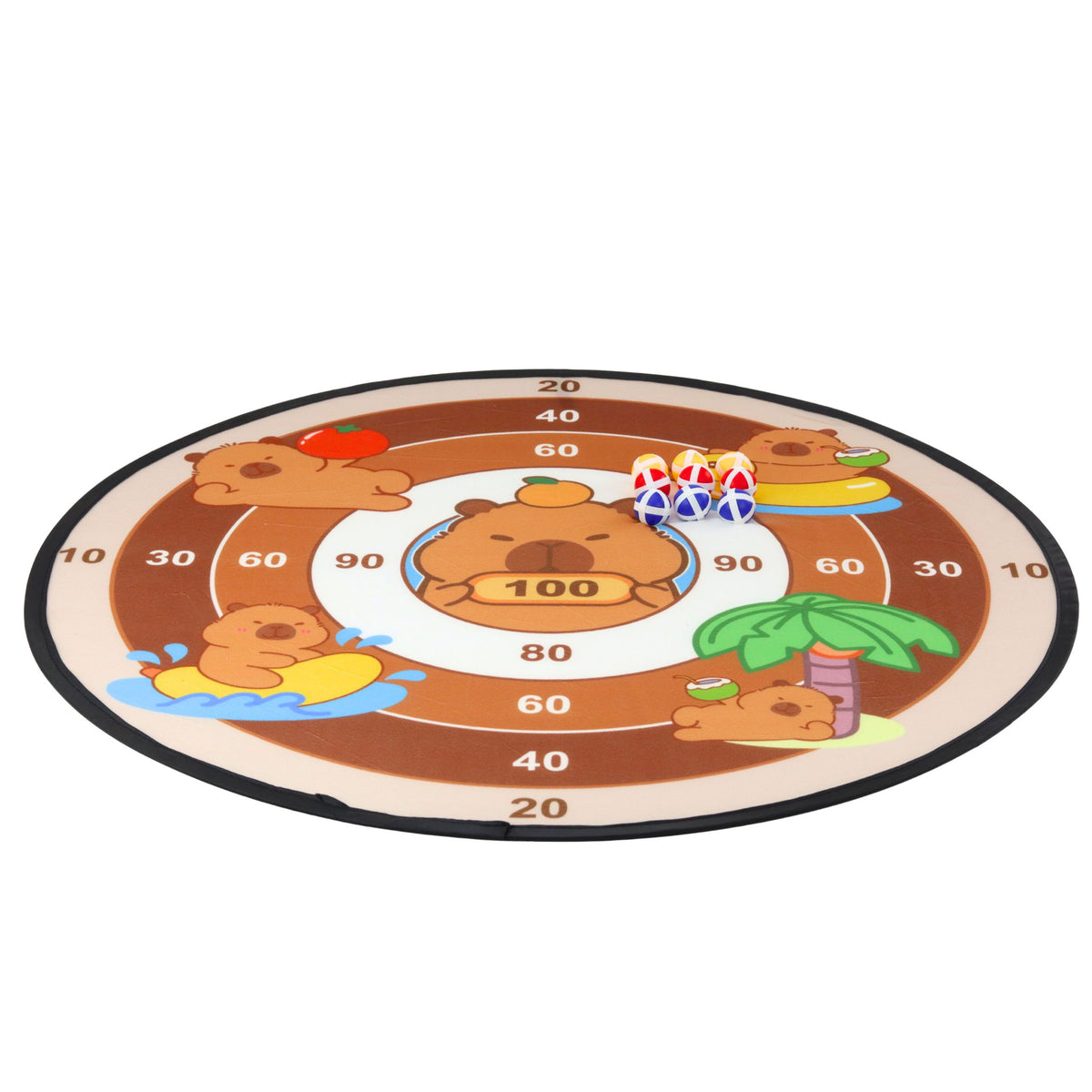 Capybara Dartboard Skill Game Velcro Balls Guns 73.5 Cm