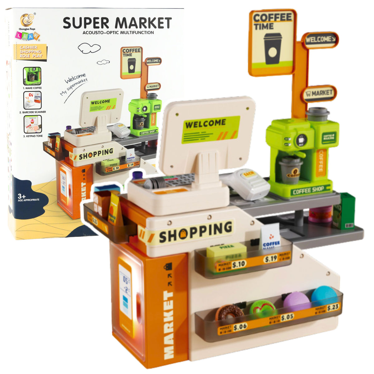 Cash Register Shop Cafe Accessories Lights Sounds 70 Pcs.