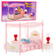 Doll Furniture Set: Canopy Bed Nightstands Lamps