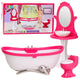 Doll's Bathroom Set: Bathtub Toilet Washbasin With Mirror