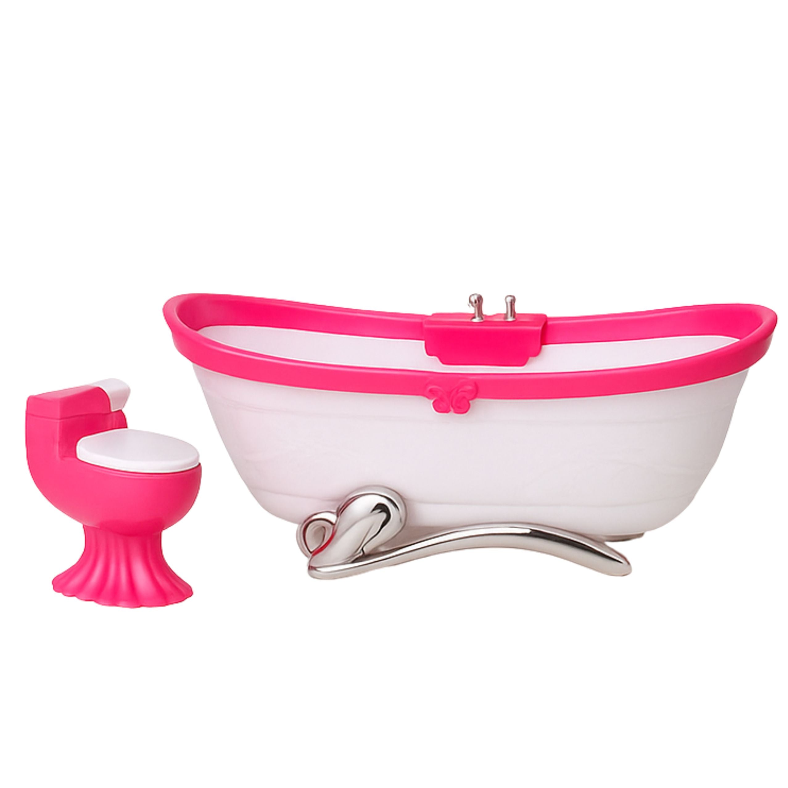 Doll's Bathroom Set: Bathtub Toilet Washbasin With Mirror