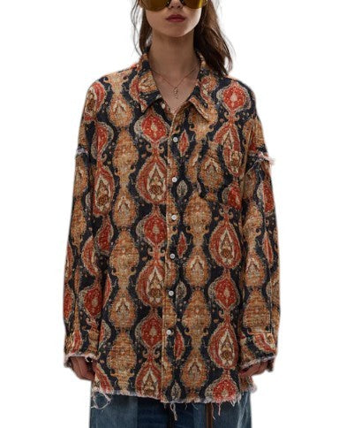 R13 Strimlet søm Drop Neck Dame Shirtprinted Oversized Ps26 Rrp825