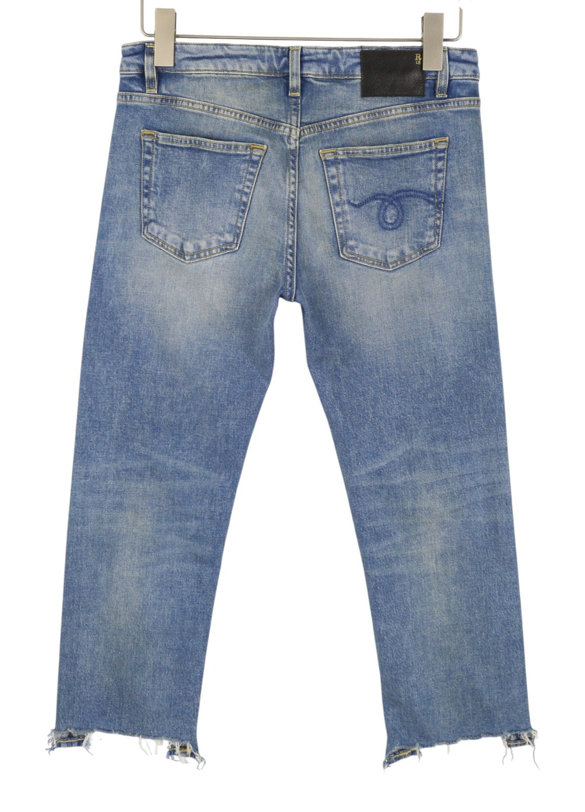R13 Boy Lige W Rips Dame Jeans 27 Jasper Stretch Cropped Distress Blue Pf26
