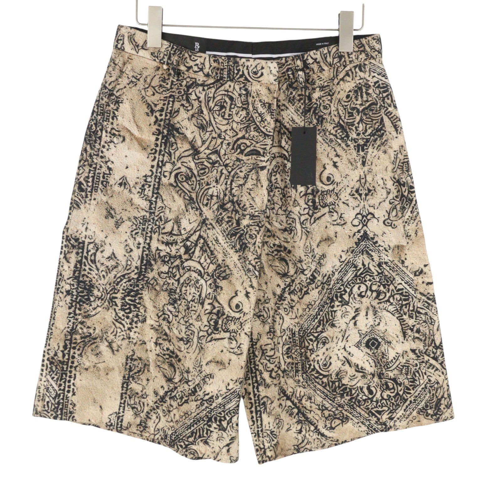R13 Oversized Crossover Kvinder Shorts 27 Abstrakt Khaki Sort Bandana Ss26 Rrp995