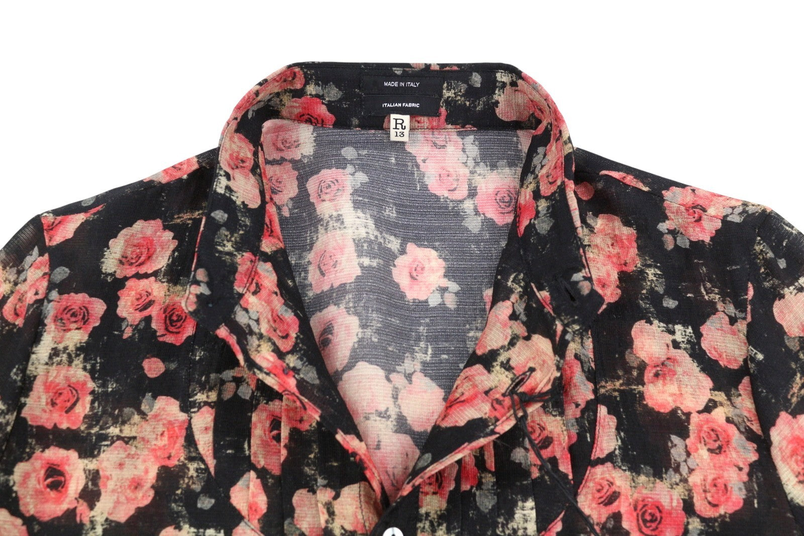 R13 Shrunken Whit Plised Tuxedo Front Women Shirtwool Silk Ps26 Rrp895