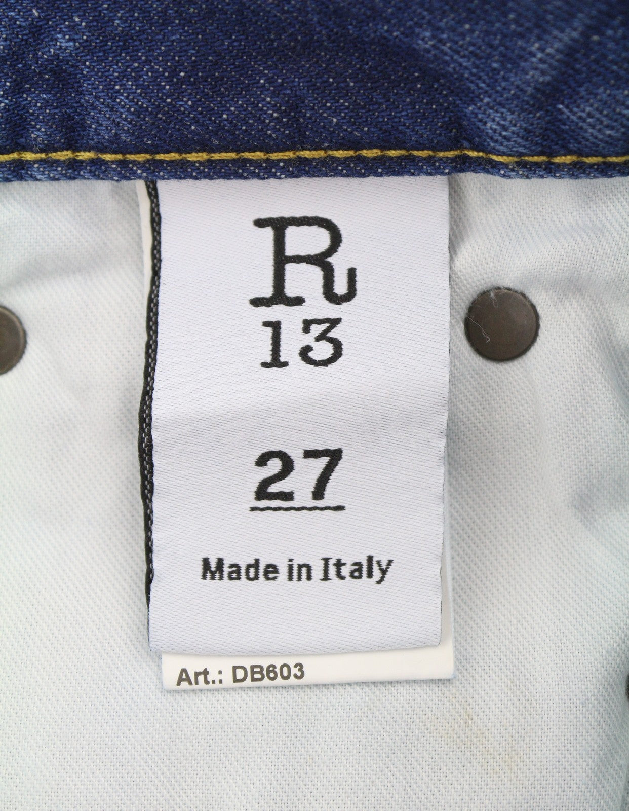 R13 Romeo Donna Jeans 27 Hutton Blu Baffi Sbiaditi Dritto Cropped Pf26