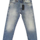 R13 Boyfriend Women Jeans 24 Jasper Straight Cropped Whiskers Faded Blue Pf26