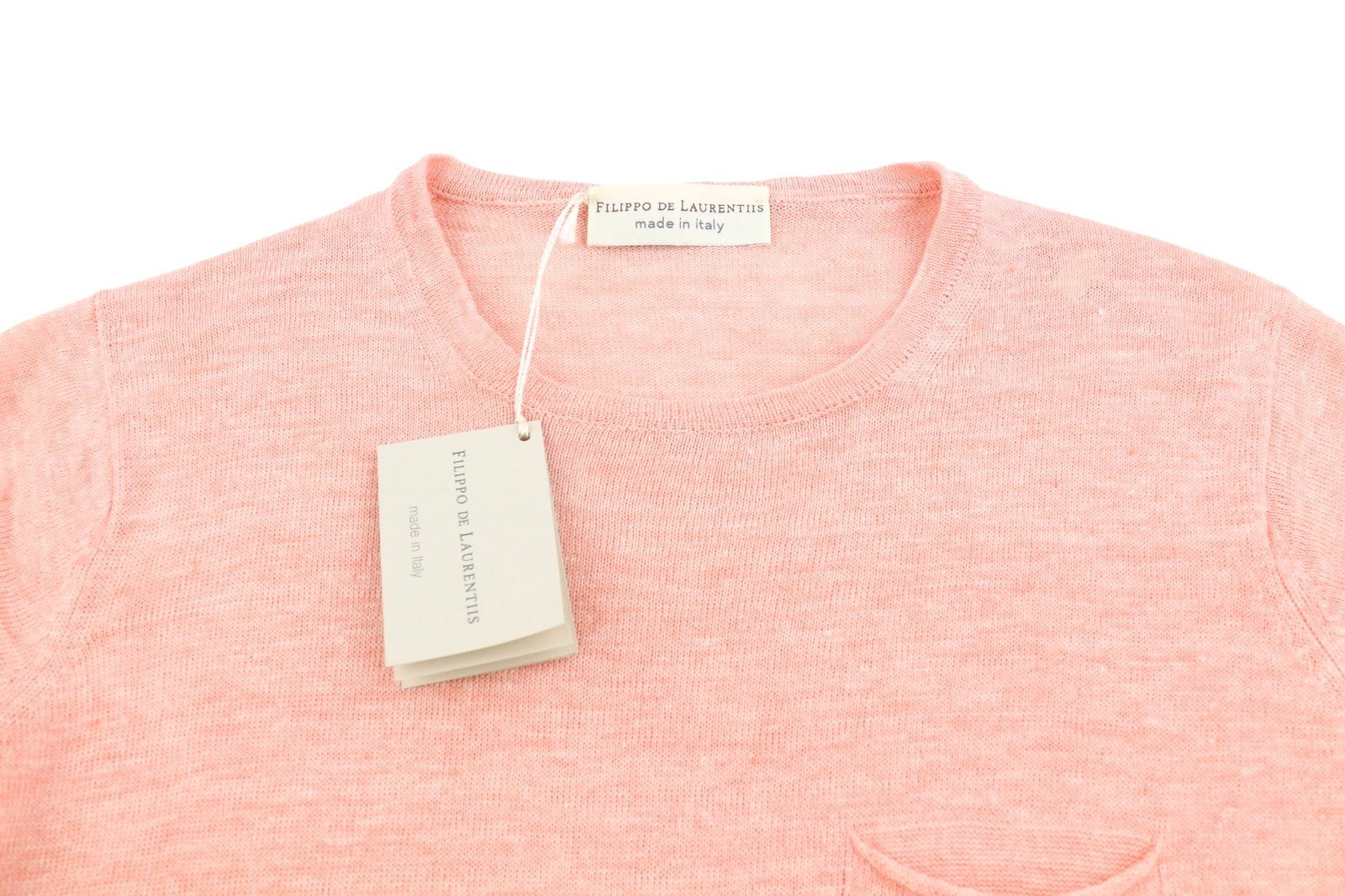 Filippo De Laurentiis Mænd T-shirt It48pink Melange Linen Pocket Kortærmet