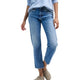 Calça jeans feminina R13 Romeo 28 Hutton Blue Bigodes desbotada reta cortada Pf26