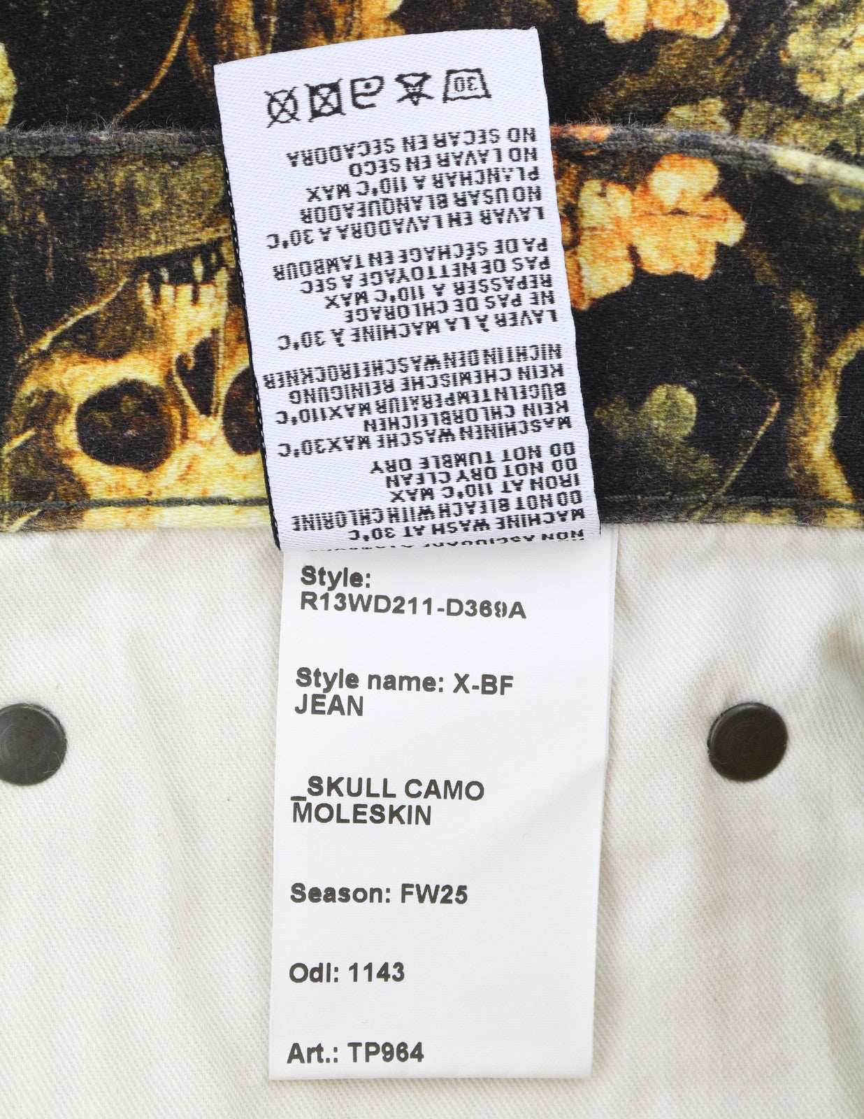 Bríste Mná R13 X-bf 27 Veilbhit Camo Moleskin Cropped