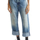 R13 Jeans X-bf con risvolto Donna 31 Jasper Cropped Whiskers Blu sbiadito Pf26