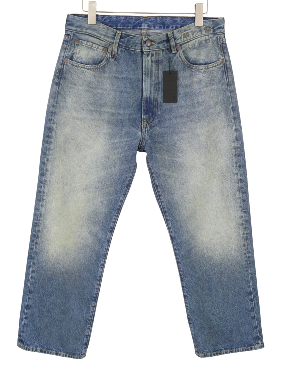 R13 Jeans X-bf con risvolto Donna 31 Jasper Cropped Whiskers Blu sbiadito Pf26