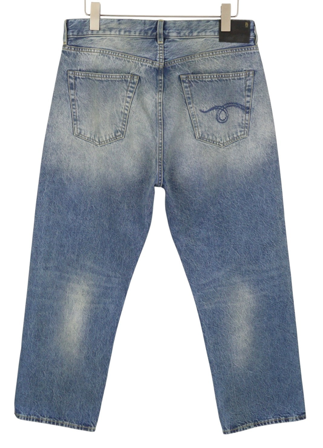 R13 Jeans X-bf con risvolto Donna 31 Jasper Cropped Whiskers Blu sbiadito Pf26