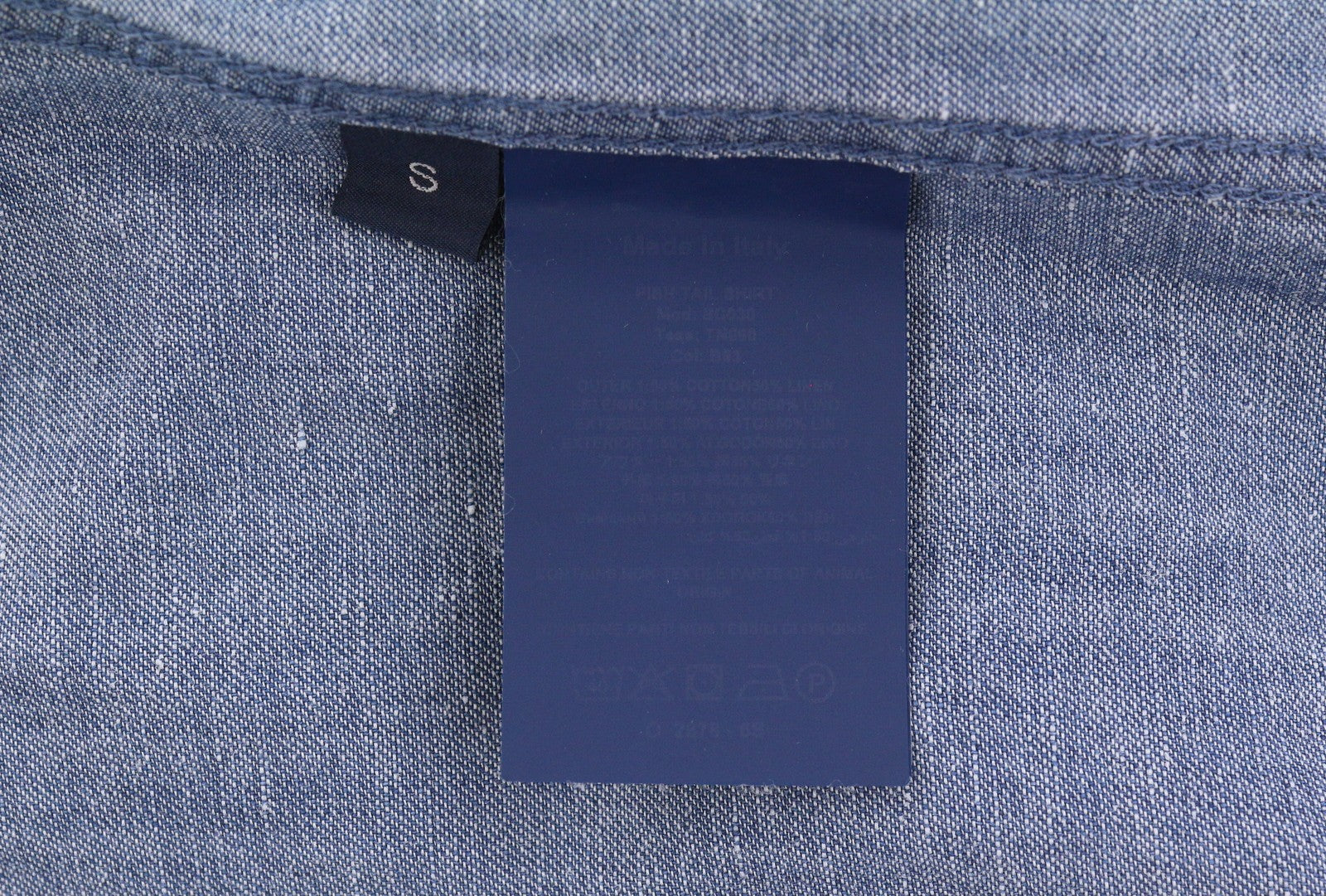Sease Tn690 Fish Tail Hommes Chemisemid Denim Bleu Boutonné Mélange De Lin Rrp510