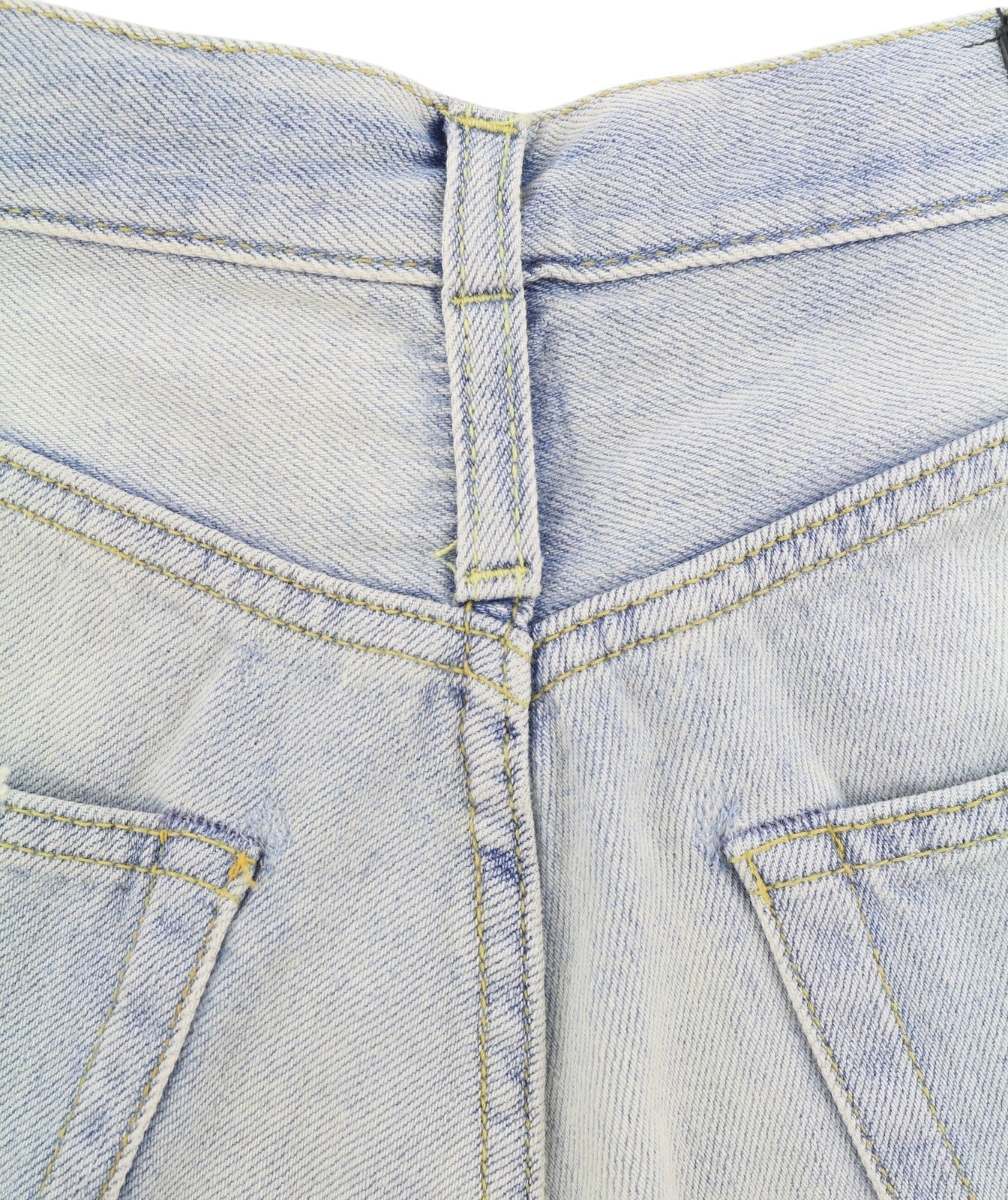Pantaloncini da donna R13 Double Loop Venti 27 Toni Blu sbiadito baffi piega denim