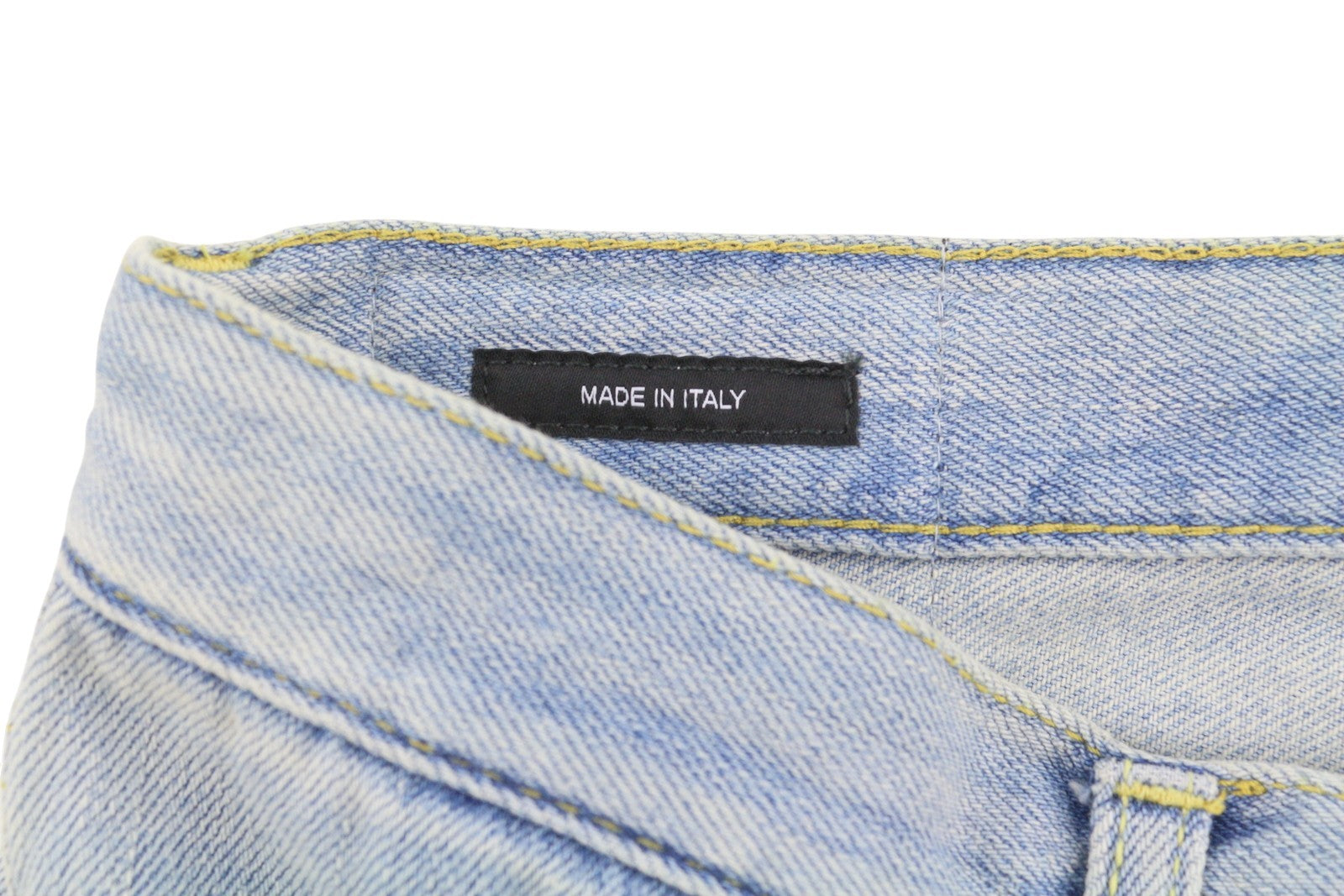 Pantaloncini da donna R13 Double Loop Venti 27 Toni Blu sbiadito baffi piega denim
