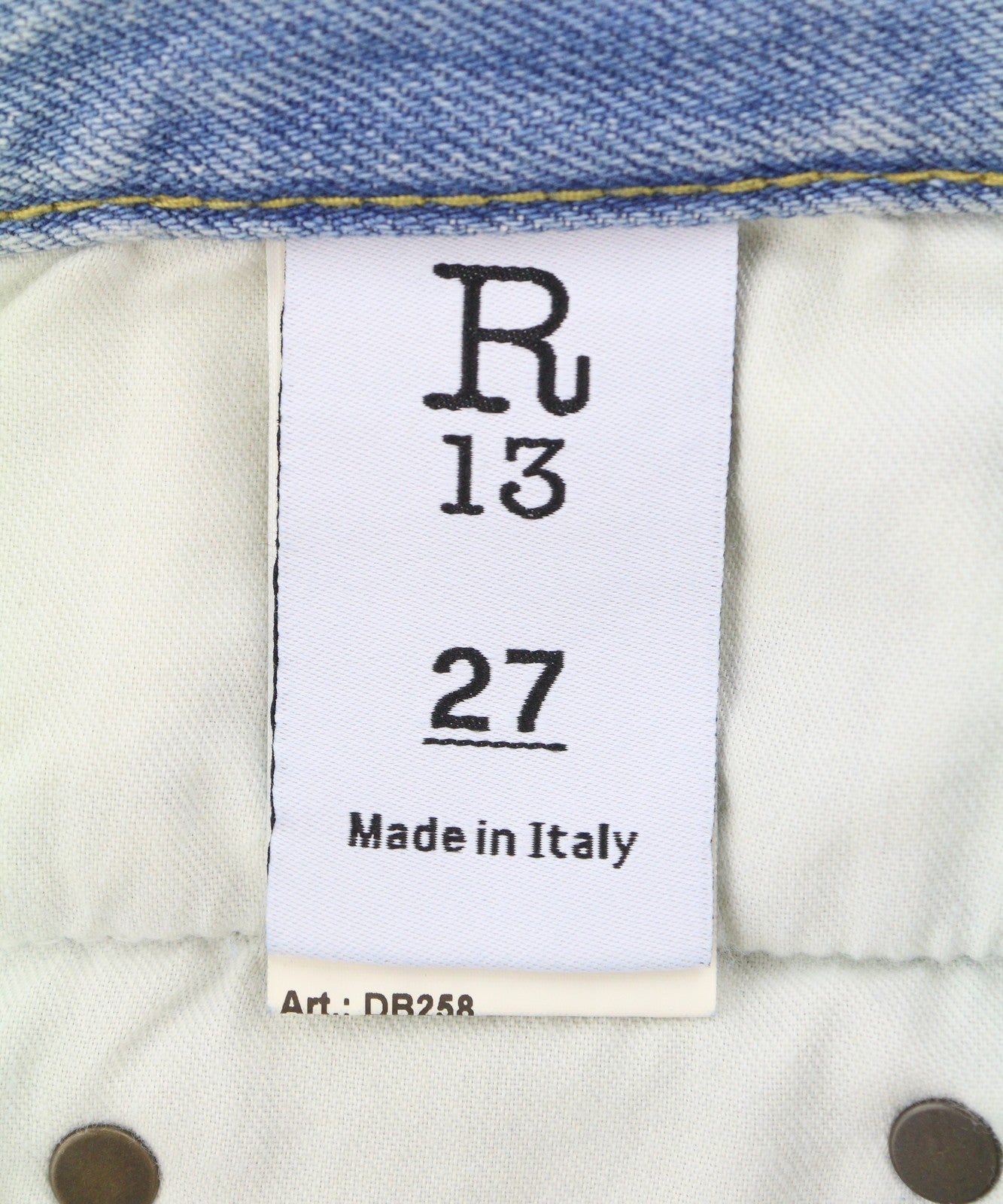 Pantaloncini da donna R13 Double Loop Venti 27 Toni Blu sbiadito baffi piega denim
