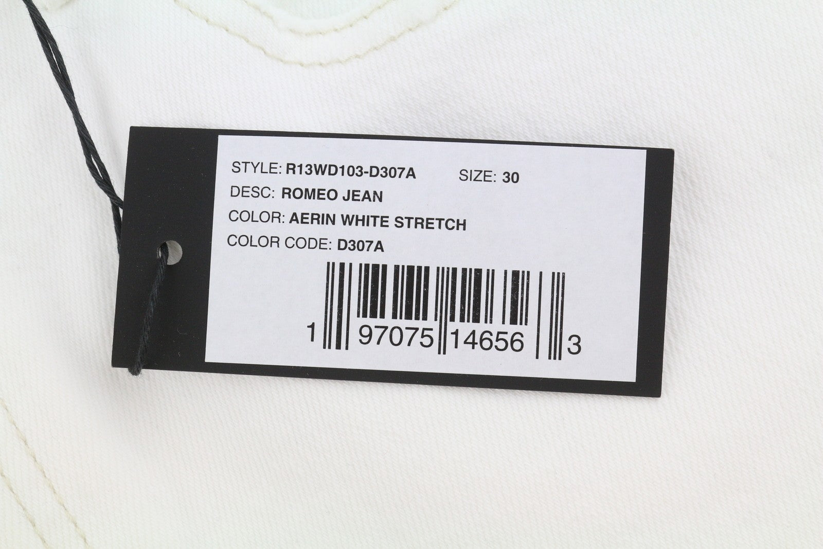 R13 Romeo Mujer Vaqueros 30 Aerin Blanco Stretch Recto Corto Pf26