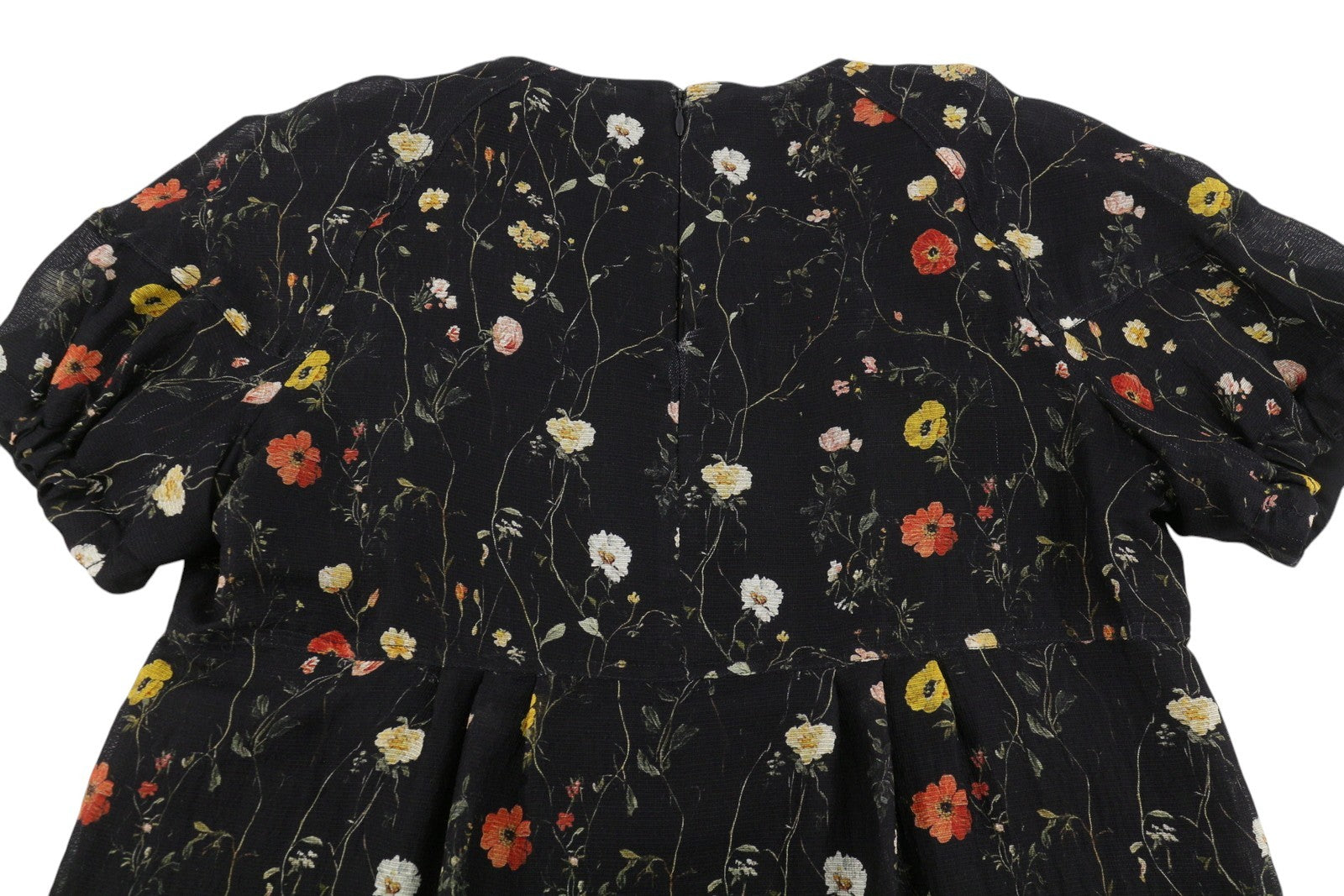 R13 Raglan Sleeve Babydoll Kvinder Dresswool Silke Floral On Black Mini Rrp1299