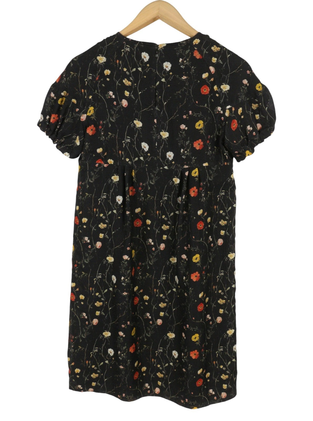R13 Raglan Sleeve Babydoll Kvinder Dresswool Silke Floral On Black Mini Rrp1299