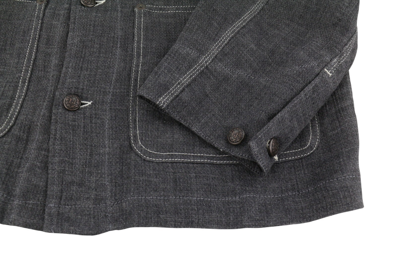 R13 Relaxed Chore Damjacka Charcoal Grå Linne Button Up Ss26 Rrp2075