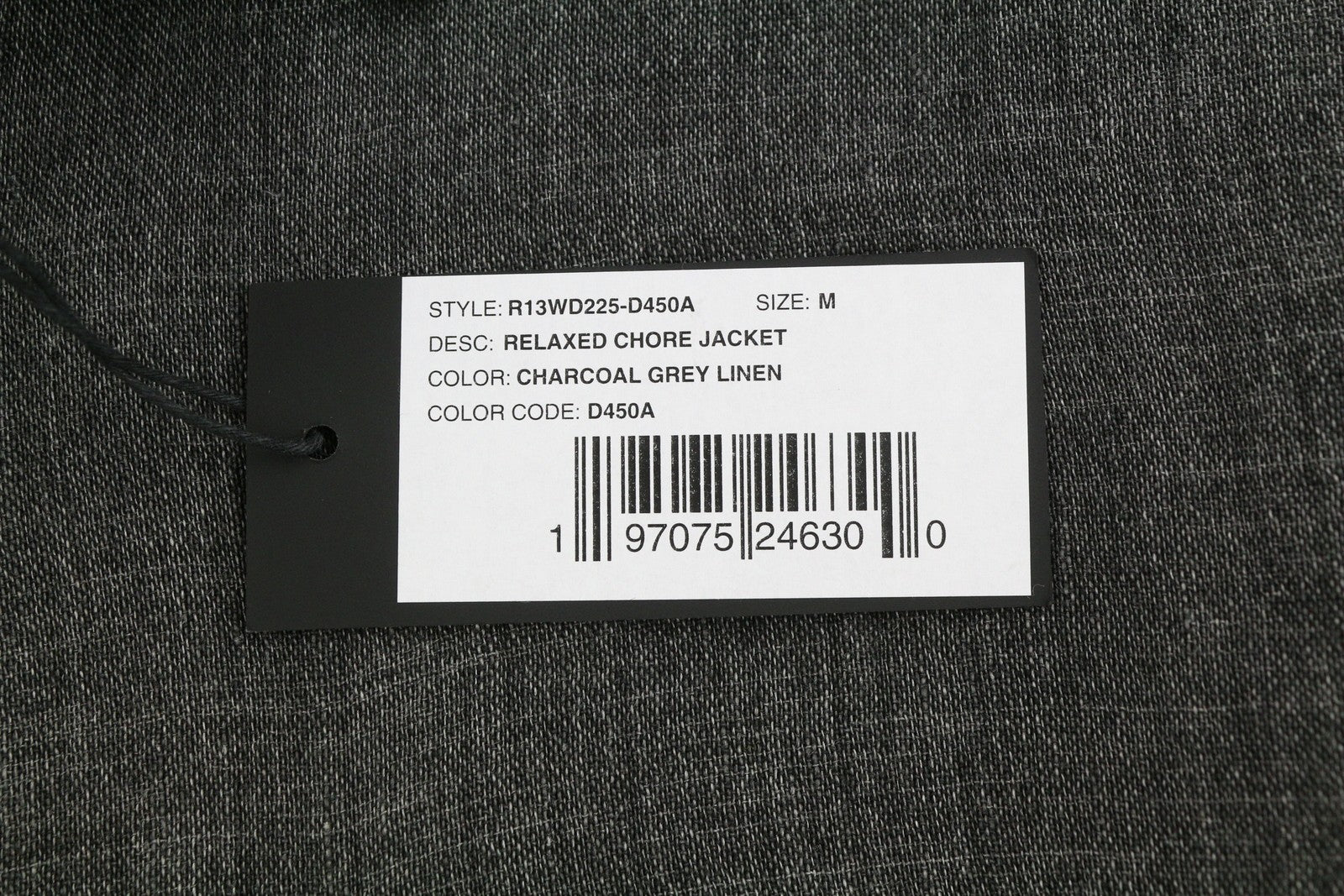 R13 Relaxed Chore Damjacka Charcoal Grå Linne Button Up Ss26 Rrp2075