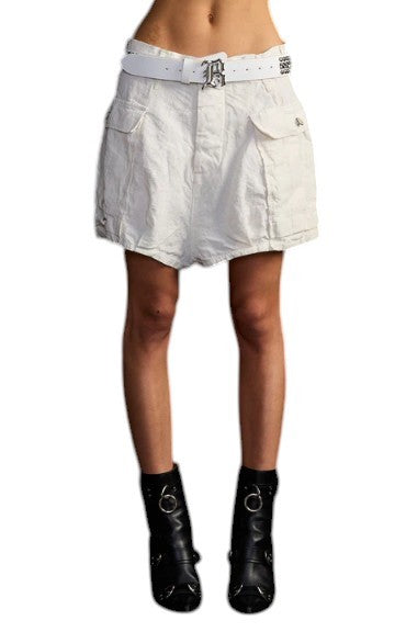 R13 Bubble Skort Dámské šortky 27 Bílé plátěné kapsy Ss26 Rrp895