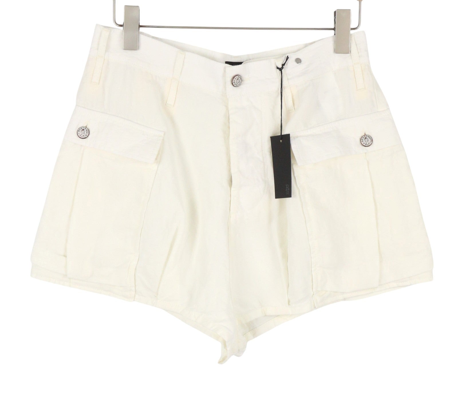 R13 Bubble Skort Dámské šortky 27 Bílé plátěné kapsy Ss26 Rrp895