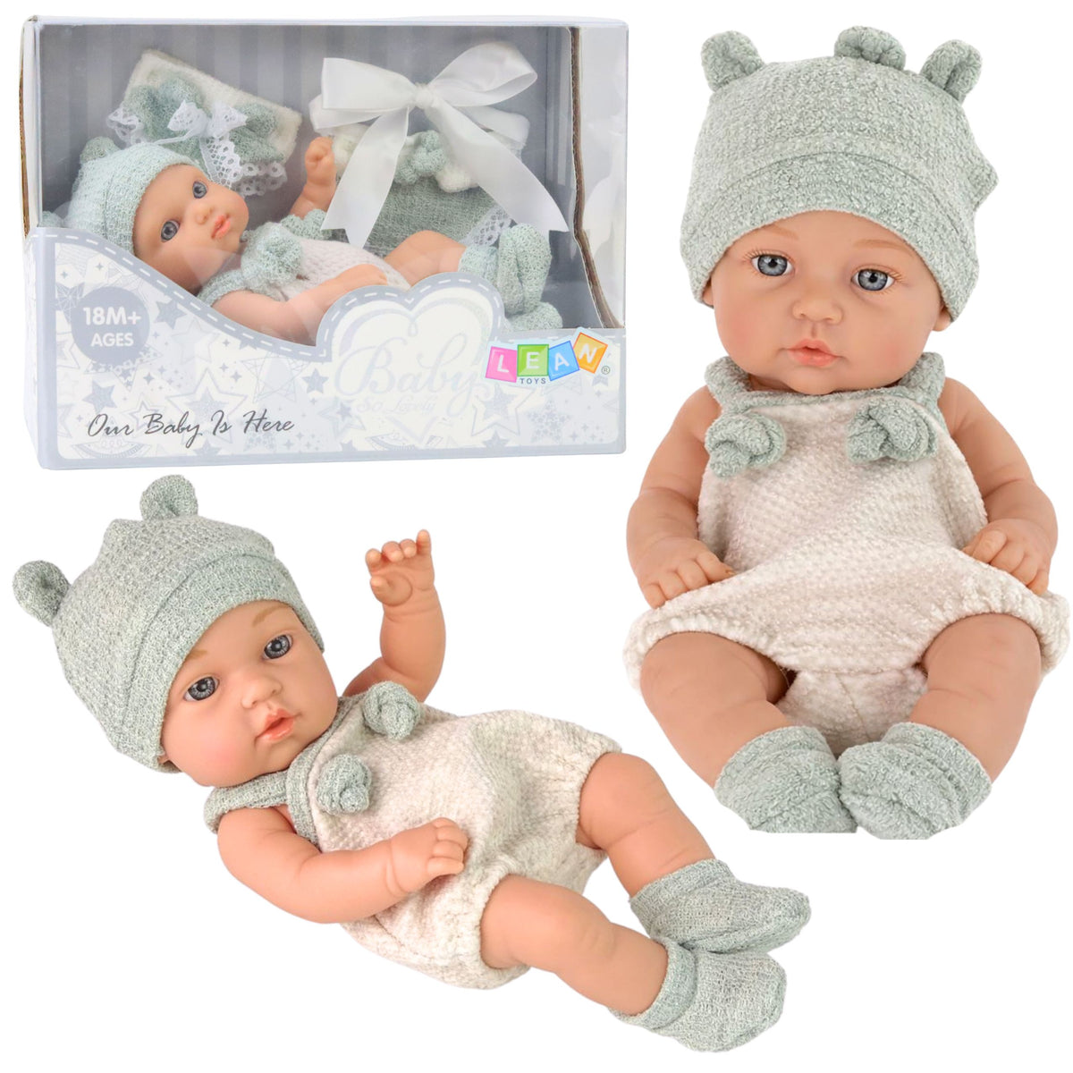 Baby Doll Gray Outfit Hat Bib 18 Cm