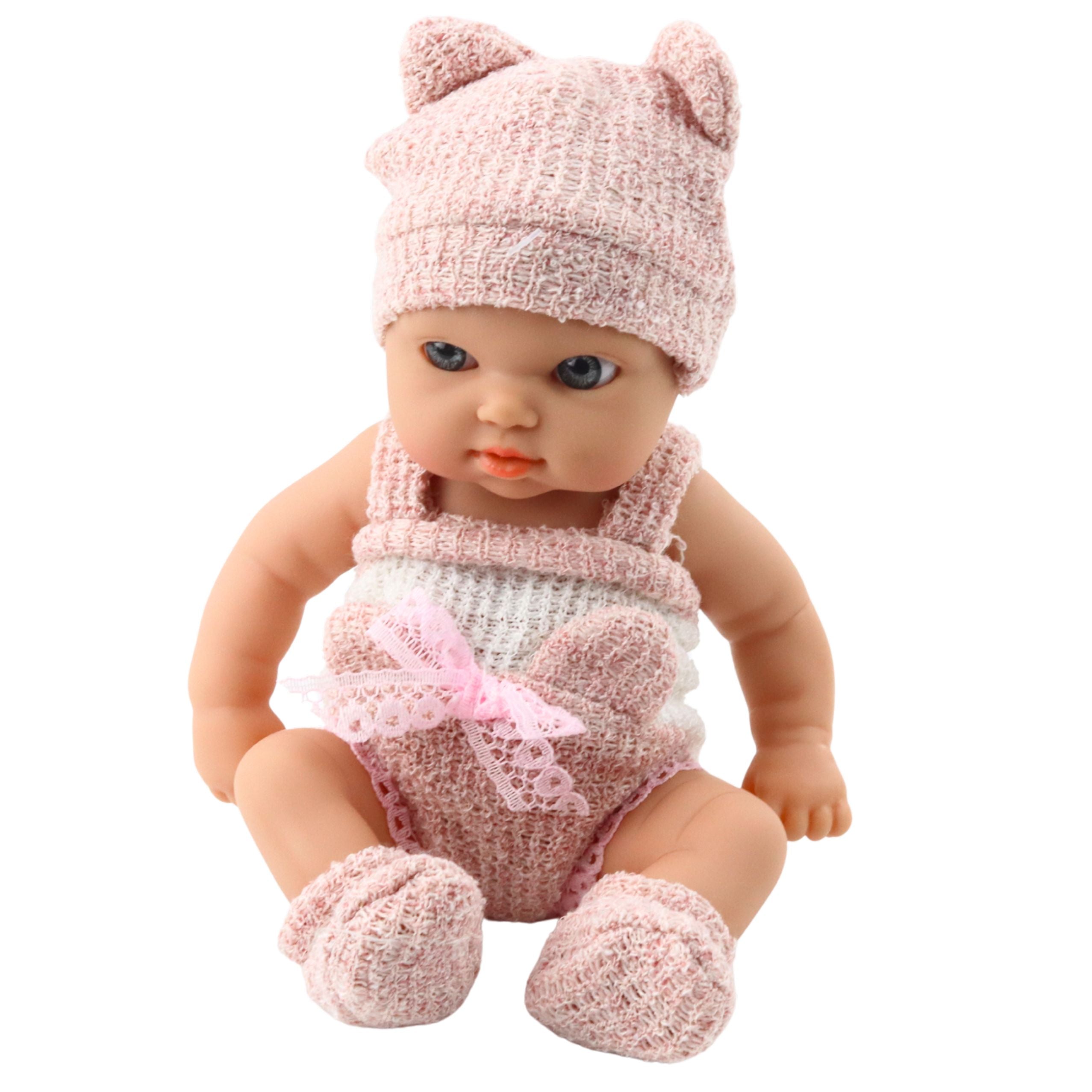 Baby Doll With Blanket White And Pink Clothes Hat 18 Cm