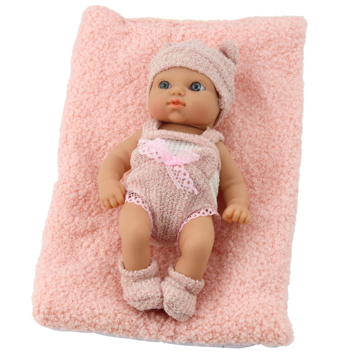 Baby Doll With Blanket White And Pink Clothes Hat 18 Cm