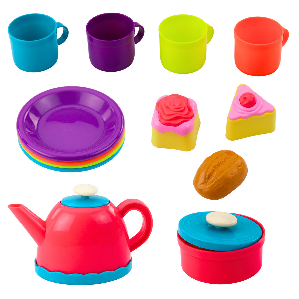 Tea Set In A Basket Cups Plates Sweets 23 Pcs.