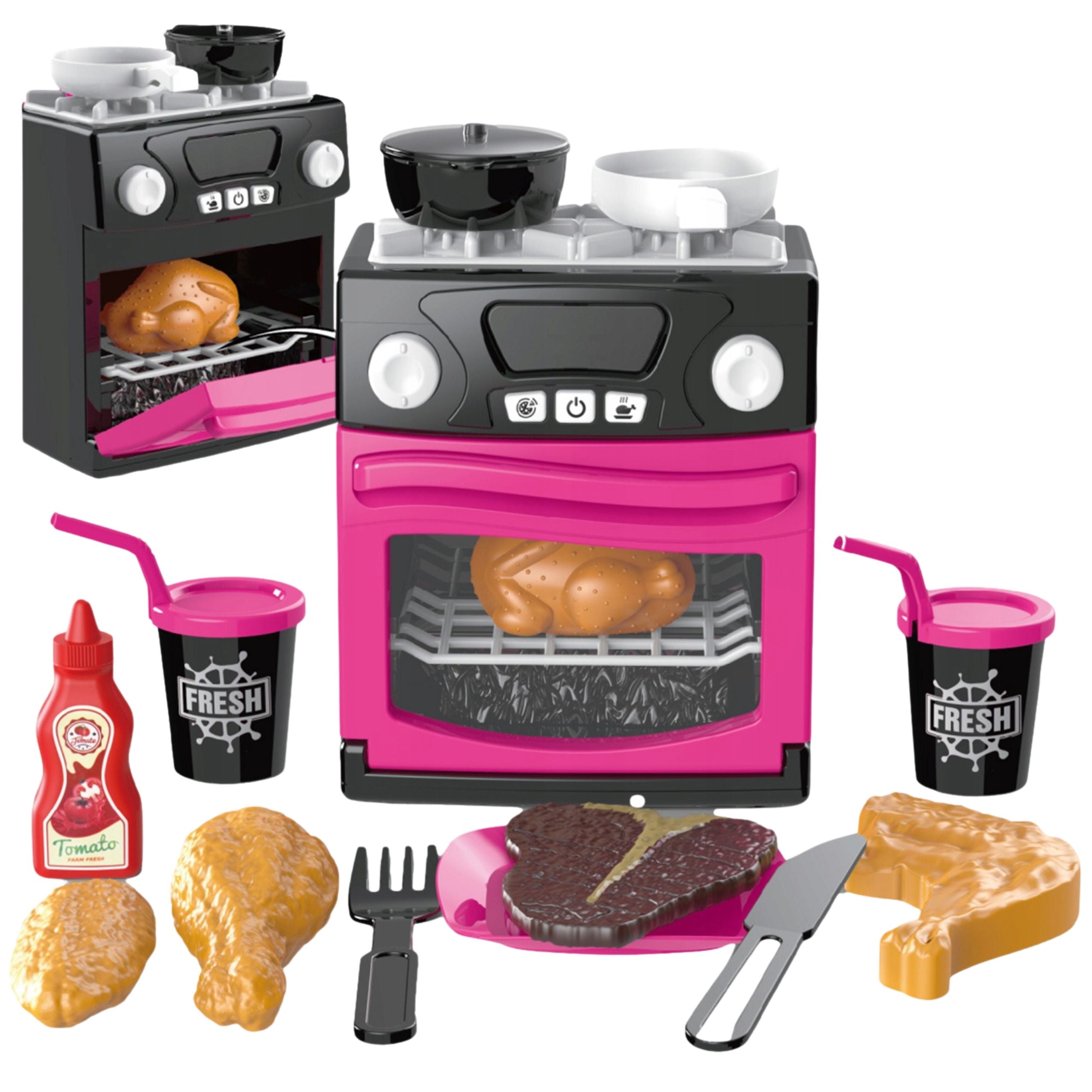Spielküche Mit Backofen Lebensmitteln Lichtern Geräuschen Rosa