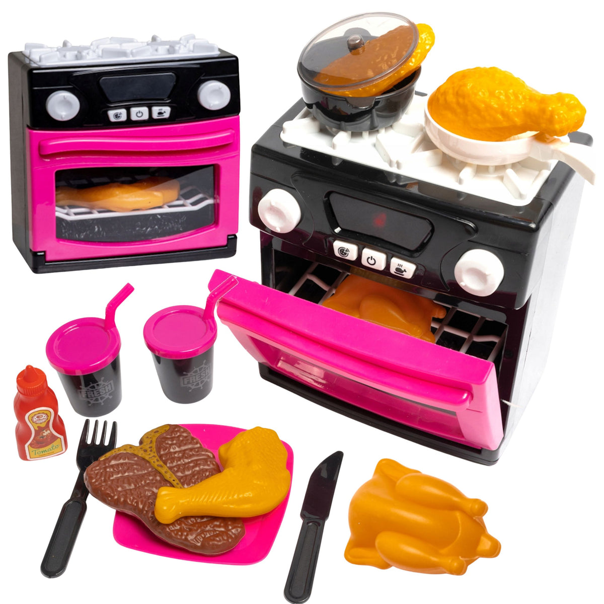 Spielküche Mit Backofen Lebensmitteln Lichtern Geräuschen Rosa