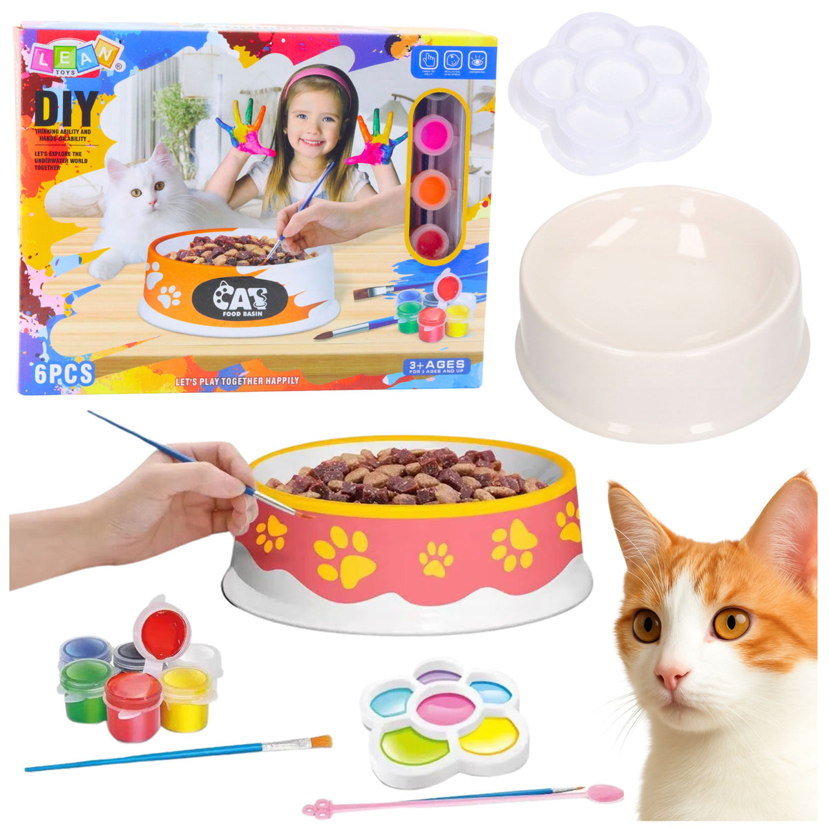 Set Creativo Ciotola Per Pittura Vernici Pennelli Fai Da Te 6 Pz.