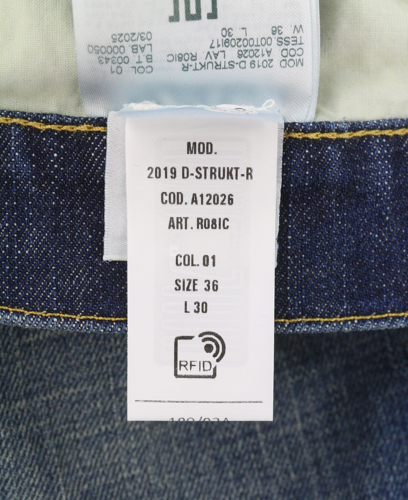 Diesel 2019 D-strukt-r R08ic Herre Jeansblå knurhår Faded Slim Rrp195